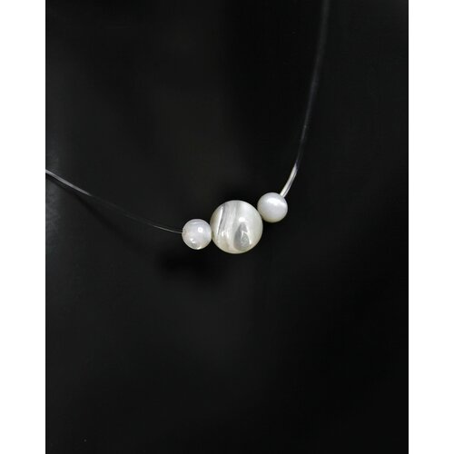 фото Чокер grow up чокер-невидимка перламутр белый, вариант №2 - натуральный камень, длина 45 см - защита от сглаза, длина 45 см