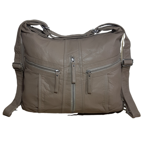 фото Рюкзак хобо fulin, фактура рельефная, хаки, бежевый