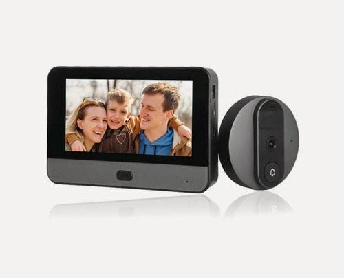 Изображение товара Видеоглазок Tuya Wi-Fi для входной двери с датчиком движения и записью HD-com DW1(Tuya-2.0MP) (Q21850JDS) с большим экраном. Камера HD - 1080P