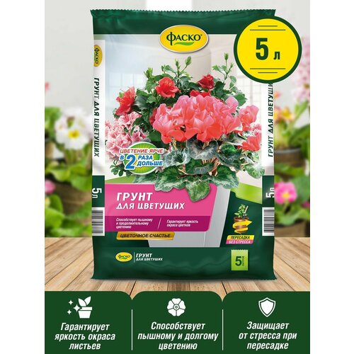 Грунт для цветущих Фаско Цветочное счастье 5л 5 упаковок удобрение florika для цветущих растений 0 3 л лама торф