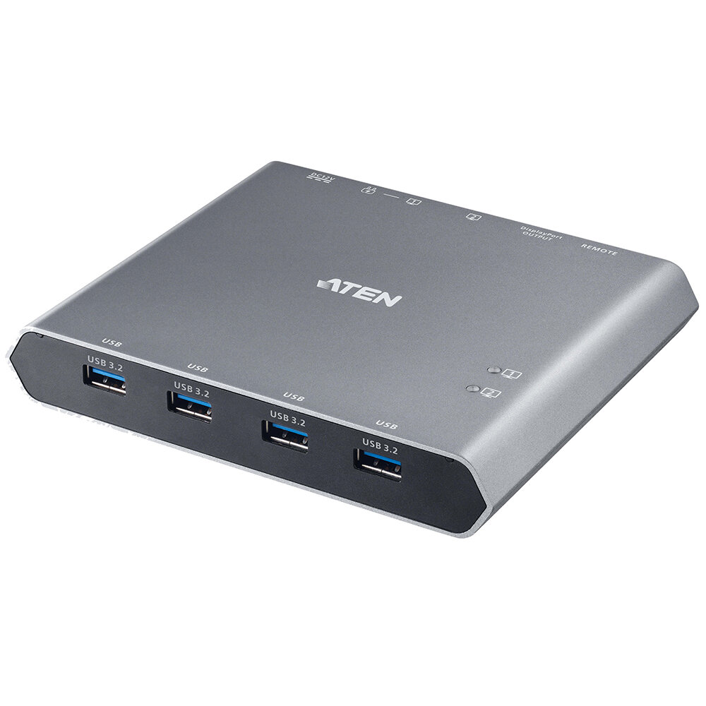 ATEN 2-Port 4K DisplayPort USB-C KVM Dock Switch with Power Pass-through