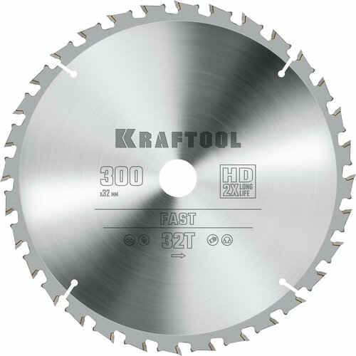 KRAFTOOL Fast 300х32мм 32Т, диск пильный по дереву