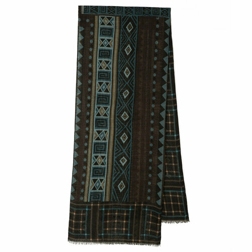 фото Шарф павловопосадская платочная мануфактура,190х40 см, one size, голубой, серый