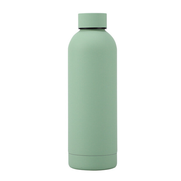 Термобутылка двухслойная из нержавеющей стали/ Бутылка для напитков/ Светло-зеленая бутылка для воды 500 мл/ Спортивная бутылка