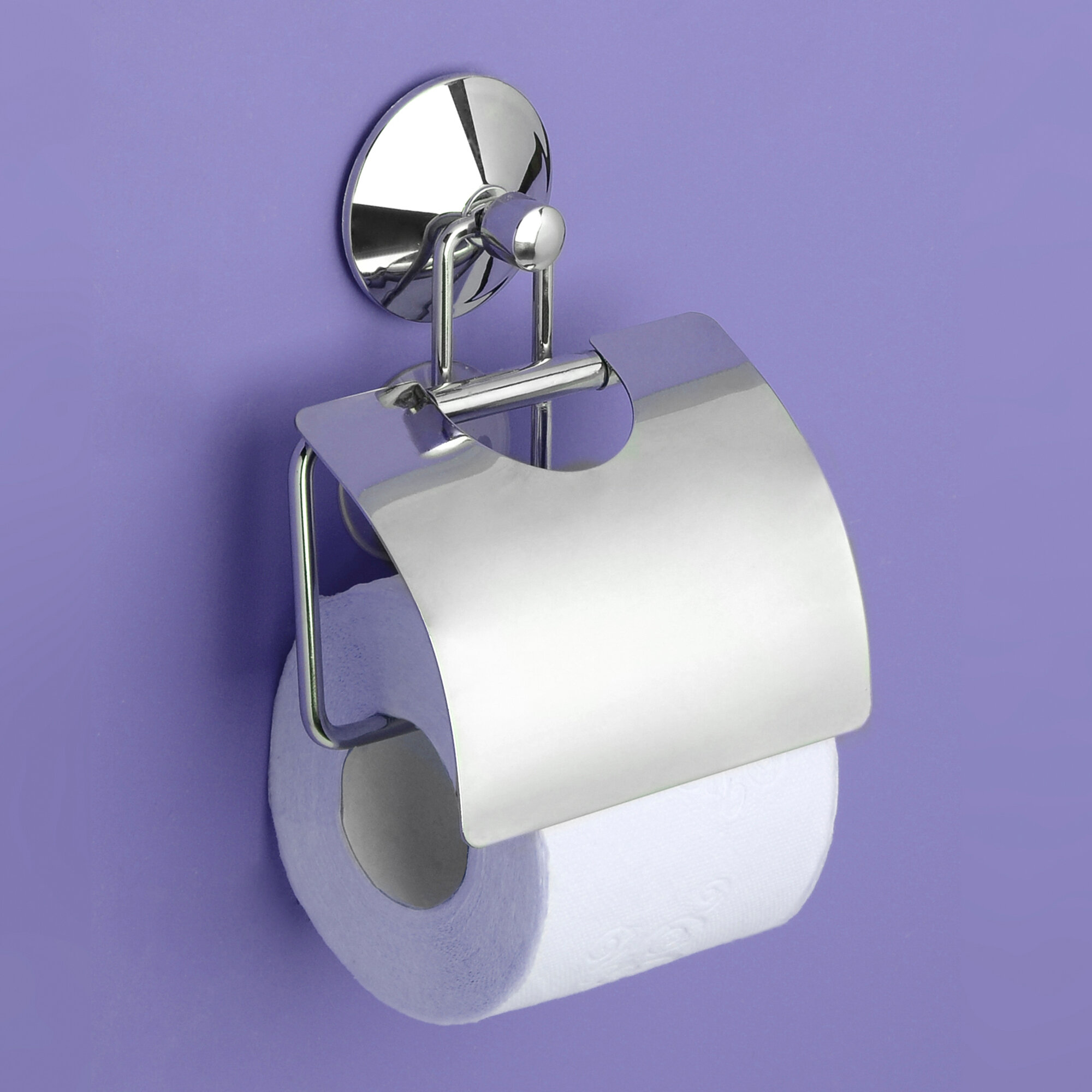 Держатель для туалетной бумаги закрытый с вакуумной системой крепления Real