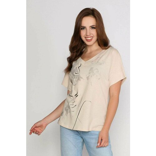 фото Футболка style margo, размер 48, бежевый