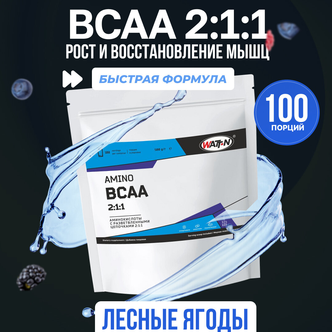 WATT NUTRITION BCAA 2:1:1 Лесные Ягоды 500 гр.