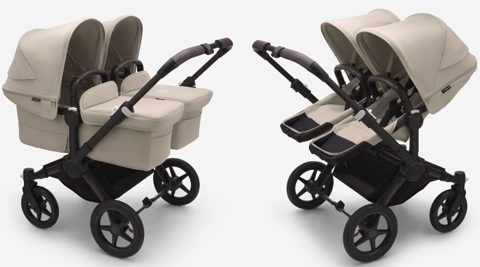 Детская коляска 2 в 1 для двойни и погодок Bugaboo Donkey5 Twin Black/Desert Taupe/Desert Taupe