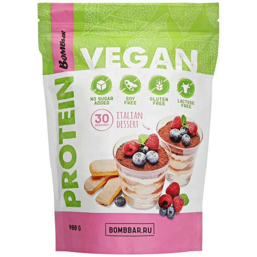 Растительный Протеин BombBar VEGAN Whey Protein, 900 г, вкус: итальянский десерт