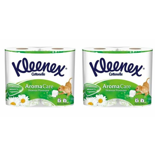 Kleenex Туалетная бумага Нежная ромашка, 3 слоя, 4 рулона в упаковке, 2 уп