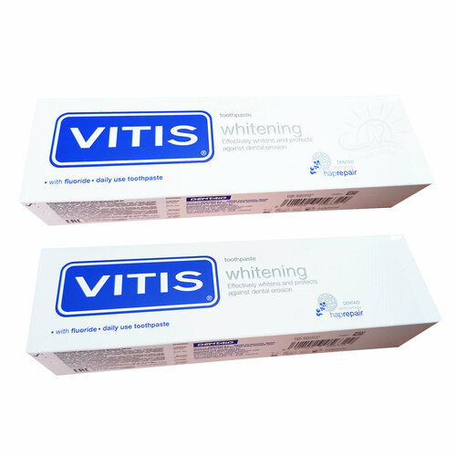 Комплект зубных паст Vitis whitening отбеливающая 100 мл, 2 шт