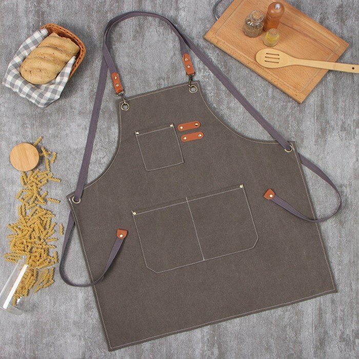 фото Фартук Этель с карманами цвет серый, 75*68 см п/э 50%, хл 50%