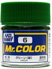 Краска акриловая на специальном разбавителе MR.HOBBY Mr.Color Green, глянцевая, 10 мл.