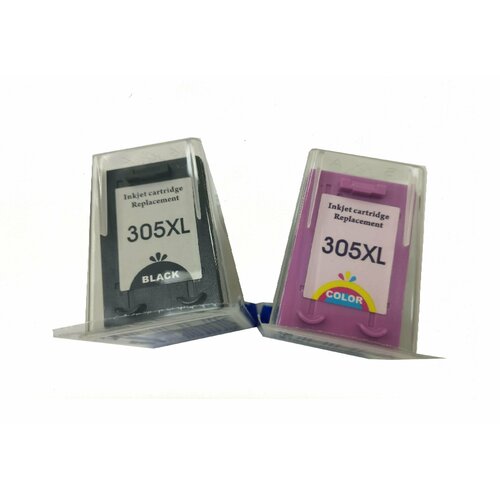 hp cartridge 305xl original ink black 3ym62ae Комплект картриджей HP 305XL 3YM62AE+3YM63AE черный+цветной, для струйного принтера, совместимый AQUAMARINE Тайвань