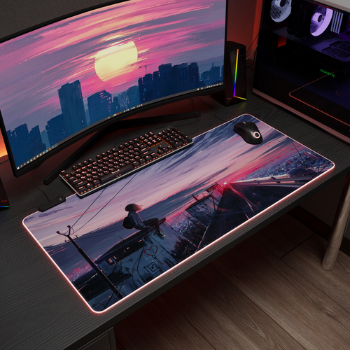 Изображение товара Игровой коврик для мыши Вид на Закат Anime с RGB подсветкой