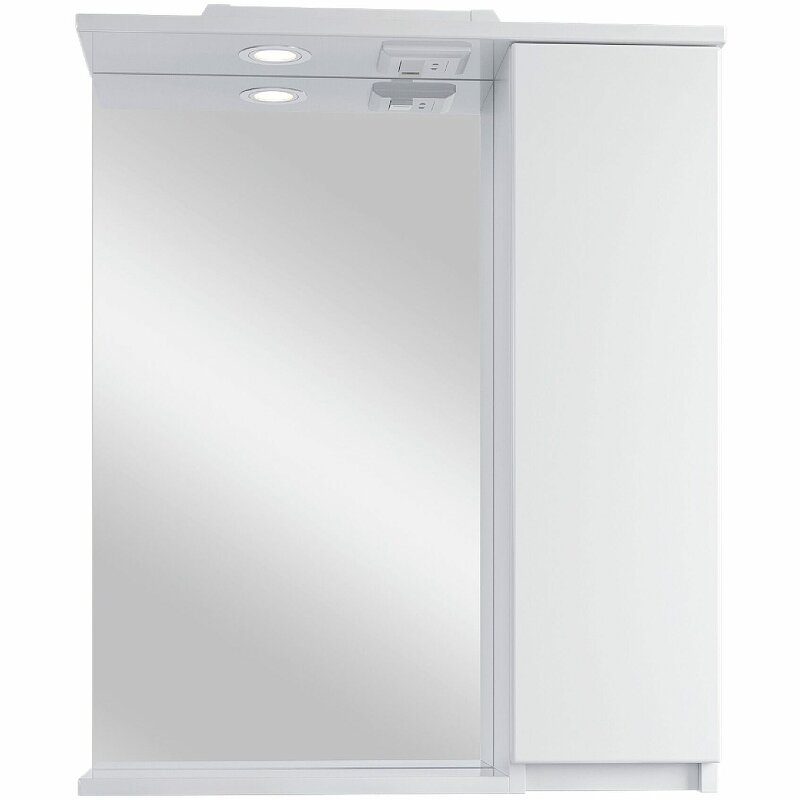 фото Зеркало со шкафом Sanstar Квадро 60 127.1-2.4.1. с подсветкой Белое