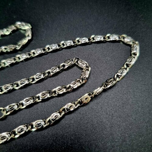 Цепь Крученая тонкая цепочка унисекс для подвесок и кулонов, крестиков, длина 60 см, бежевый, бесцветный