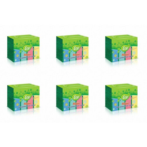 Eco Line Губки для мытья поcуды Макси, 4 штуки в упаковке, 6 уп