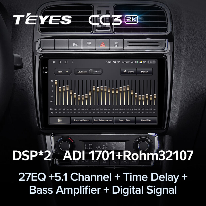 TEYES Тиайс CC3 2K Штатная магнитола For Фольксваген Поло 5 For Volkswagen POLO 5 2008 2020 no 2 DIN GPS DVD автомагнитола android RAM6G ROM128G — фото 1