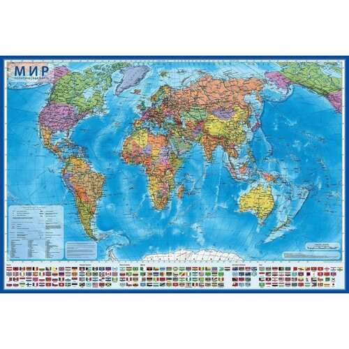 Карта Мира Политическая, 199 х 134 см, 1:15,5 млн, ламинированная карта мира политическая 199 х 134 см 1 15 5 млн ламинированная в упаковке шт 1