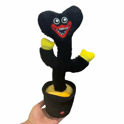 Музыкальная интерактивная игрушка Хагги Вагги черный/ 35 см/ повторюшка Poppy playtime танцующий Huggy Wuggy kissy missy / Поющая игрушкa