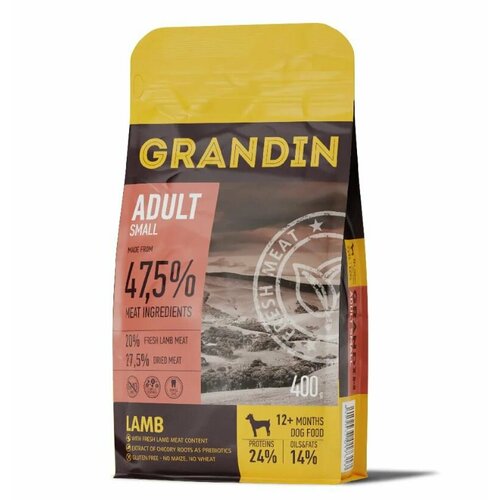Grandin Сухой корм для взрослых собак мелких пород, с ягненком, 400 гр.