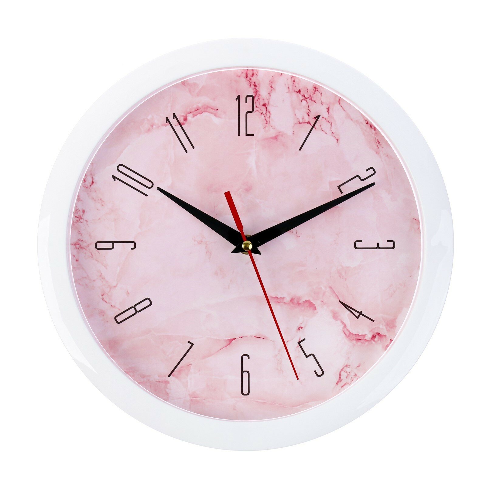 Часы настенные, интерьерные, "Розовый мрамор", бесшумные, d-28