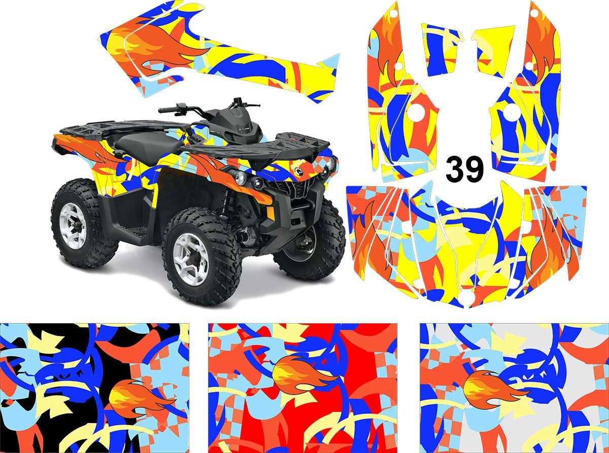 Наклейки на квадроцикл BRP Can-Am Outlander G1/G2 "Abstraction" черные