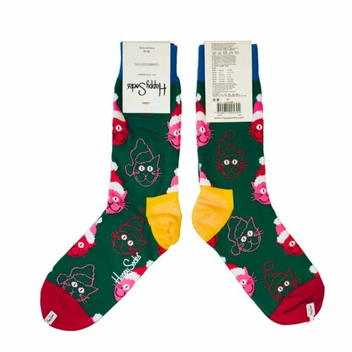 Носки Happy Socks, размер 36-40, красный, желтый, зеленый, белый носки happy socks размер 36 40 черный