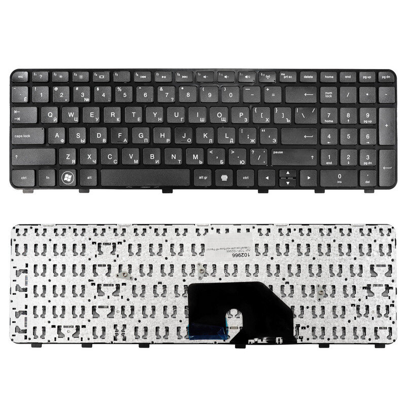 Клавиатура для ноутбука HP Pavilion HP DV6-6000, DV6-6100 Series. Плоский Enter. Черная, с черной ра (Новый)