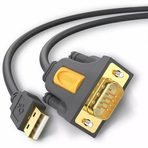 Кабель UGREEN CR104 (20211) USB 2.0 A To DB9 RS-232 Male Adapter Cable. 1, 5м. темно-серый