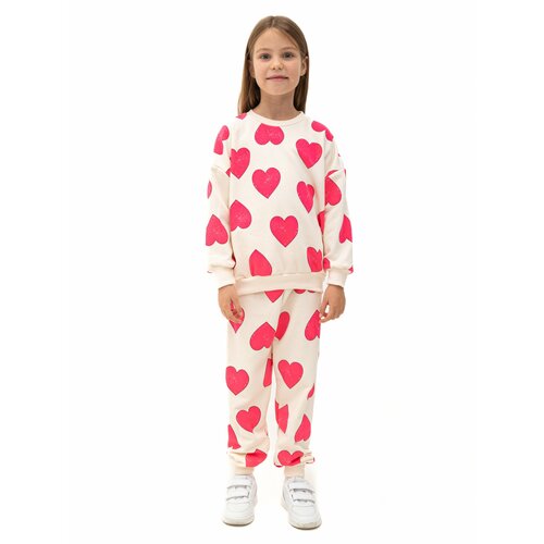 Комплект одежды , свитшот и брюки, повседневный стиль, размер 7-8 лет, розовый, белый