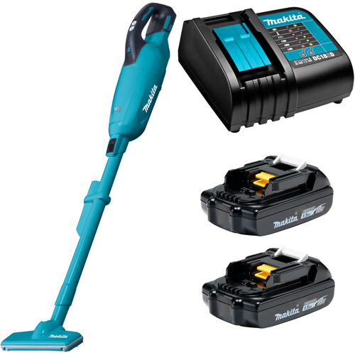 Аккумуляторный пылесос Makita DCL281FSY2 (18V, Li-Ion, 2х1.5Ач, з/у Standart) бирюзовый