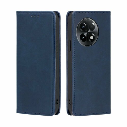Чехол-книжка MyPads для OnePlus Ace 2 / 11R / Ван Плас 11R/Ace 2, Телячья кожа, закрывающаяся на магнит, синий