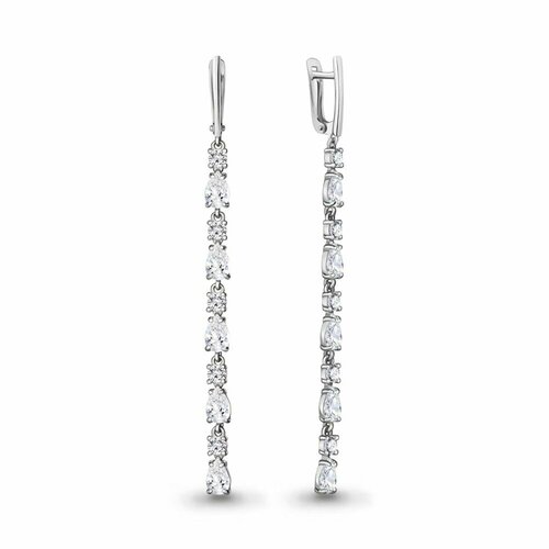 Серьги серебро, 925 проба, фианит, серебряный