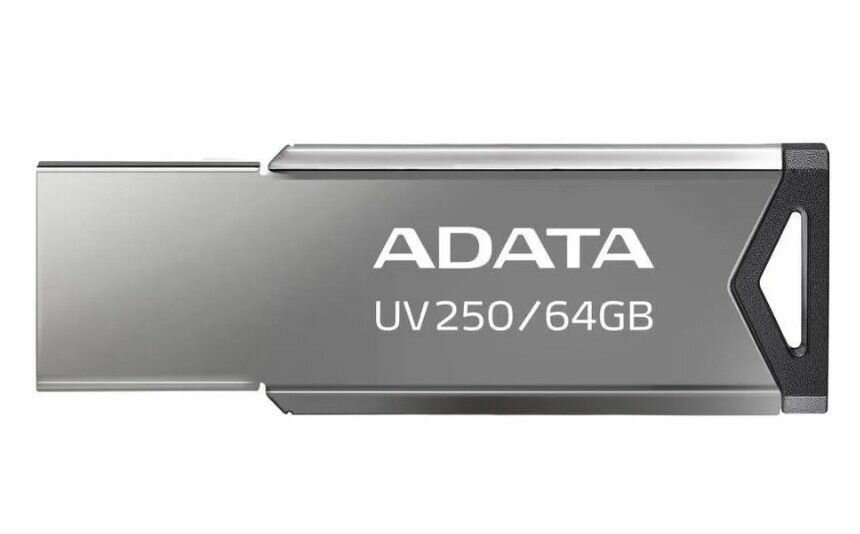 Флеш Диск A-Data 64Gb UV250 AUV250-64G-RBK USB20 серебристый