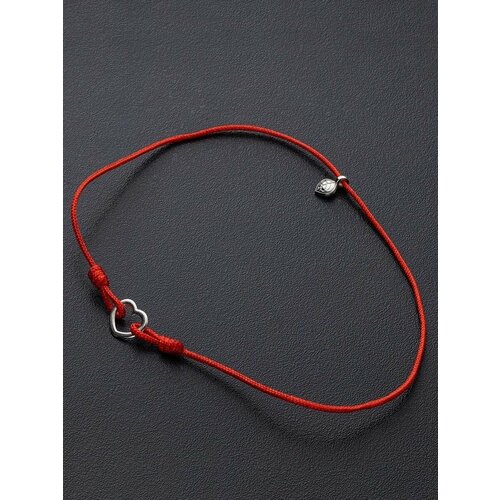 Браслет-нить Angelskaya925 Тонкий браслет красная нить на руку, серебро, 925 проба, длина 24 см.