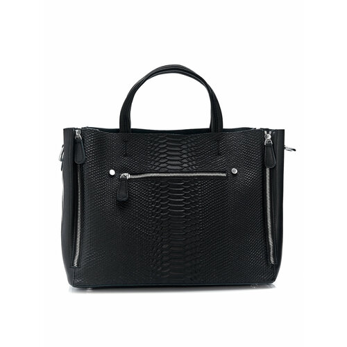 фото Сумка мессенджер сумка_больш_крокодил_принт, фактура под рептилию, черный lan'kin