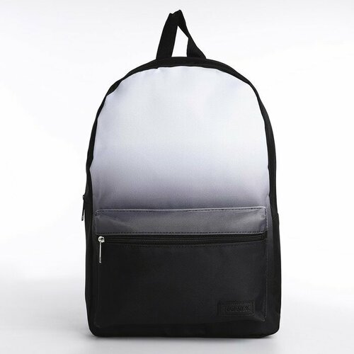 NAZAMOK Рюкзак школьный текстильный с белым градиентом, 38х29х11 см, цвет чёрный, отдел на молнии