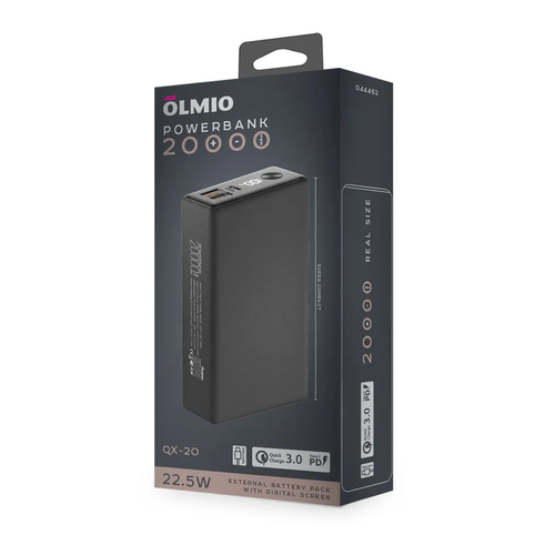 Портативное зарядное устройство Olmio QX-20 20000mAh 225W QC 30 PD графитовый 380200₽