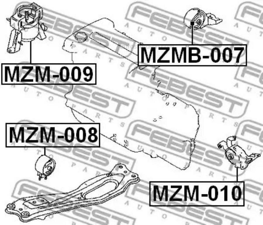 FEBEST MZMB007 Сайлентблок задней подушки двигателя