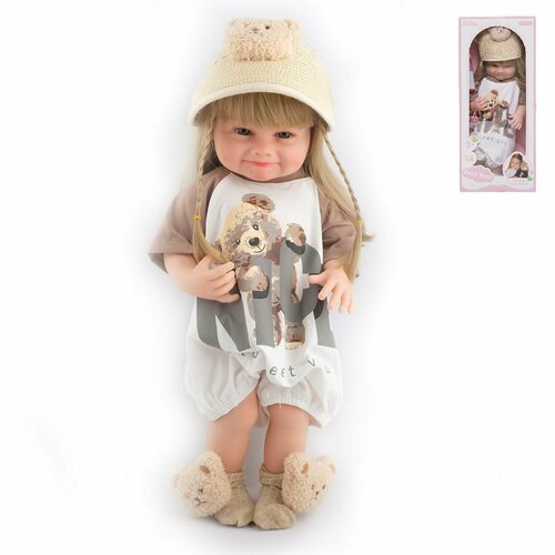 фото Кукла junfa в летнем комбинезоне и соломенной шляпке 55 см wj-35852 junfa toys