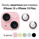Линзы (стекла) для защиты камеры iPhone 15 / 15 PLus Розовые - изображение