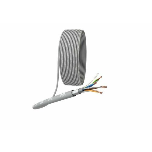 Кабель витая пара F/UTP кат.5E 4х2х24AWG solid CU PVC сер. (м) Эра Б0044688 кабель витая пара u utp 4х2х24awg кат 5e solid cu pvc сер м rexant 01 0043