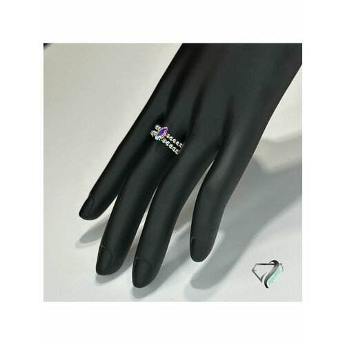 Кольцо RYKAMI, кристалл, размер 18, серебряный