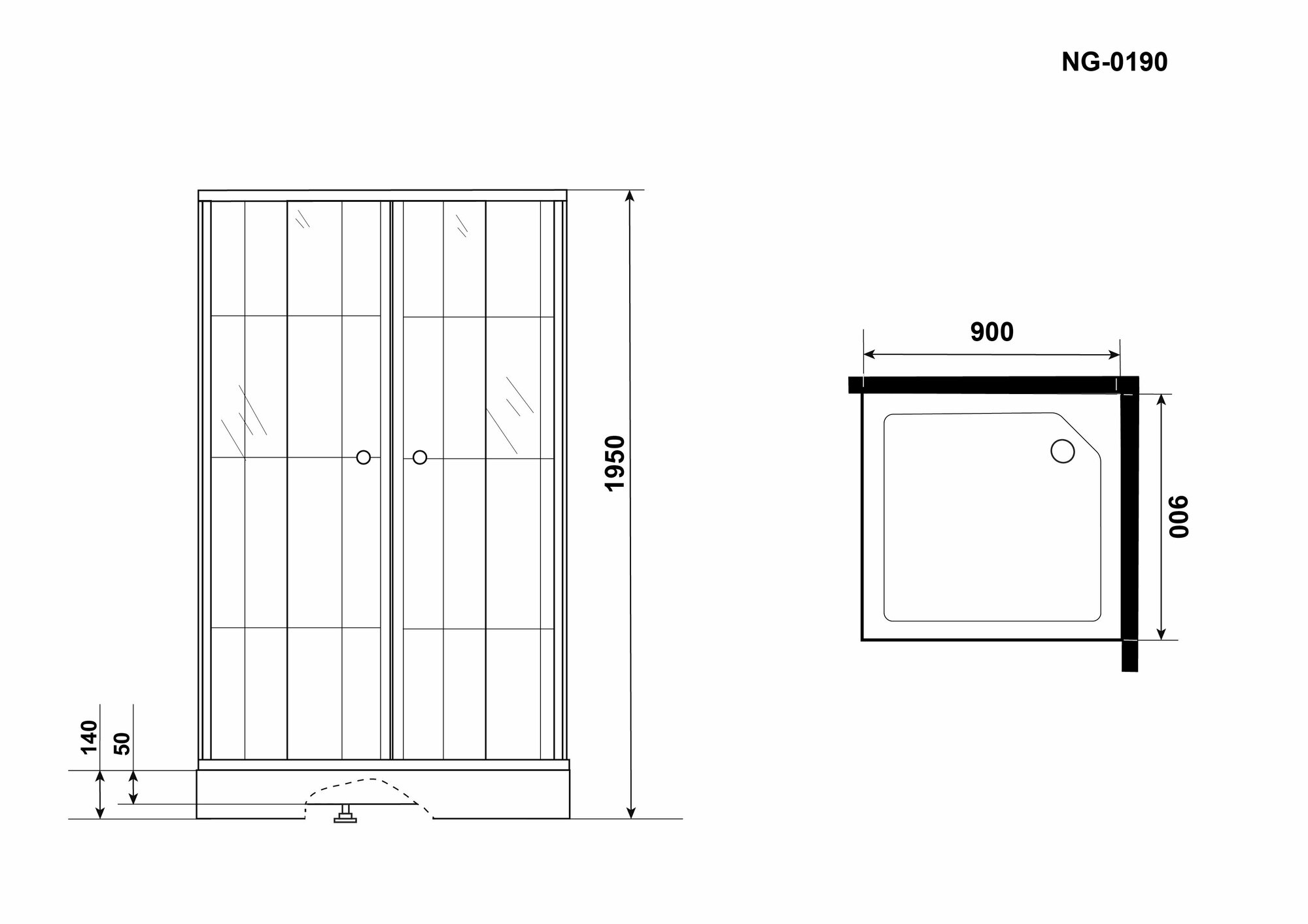 Душевой уголок Niagara Nova NG-0190-14 90x90 с поддоном