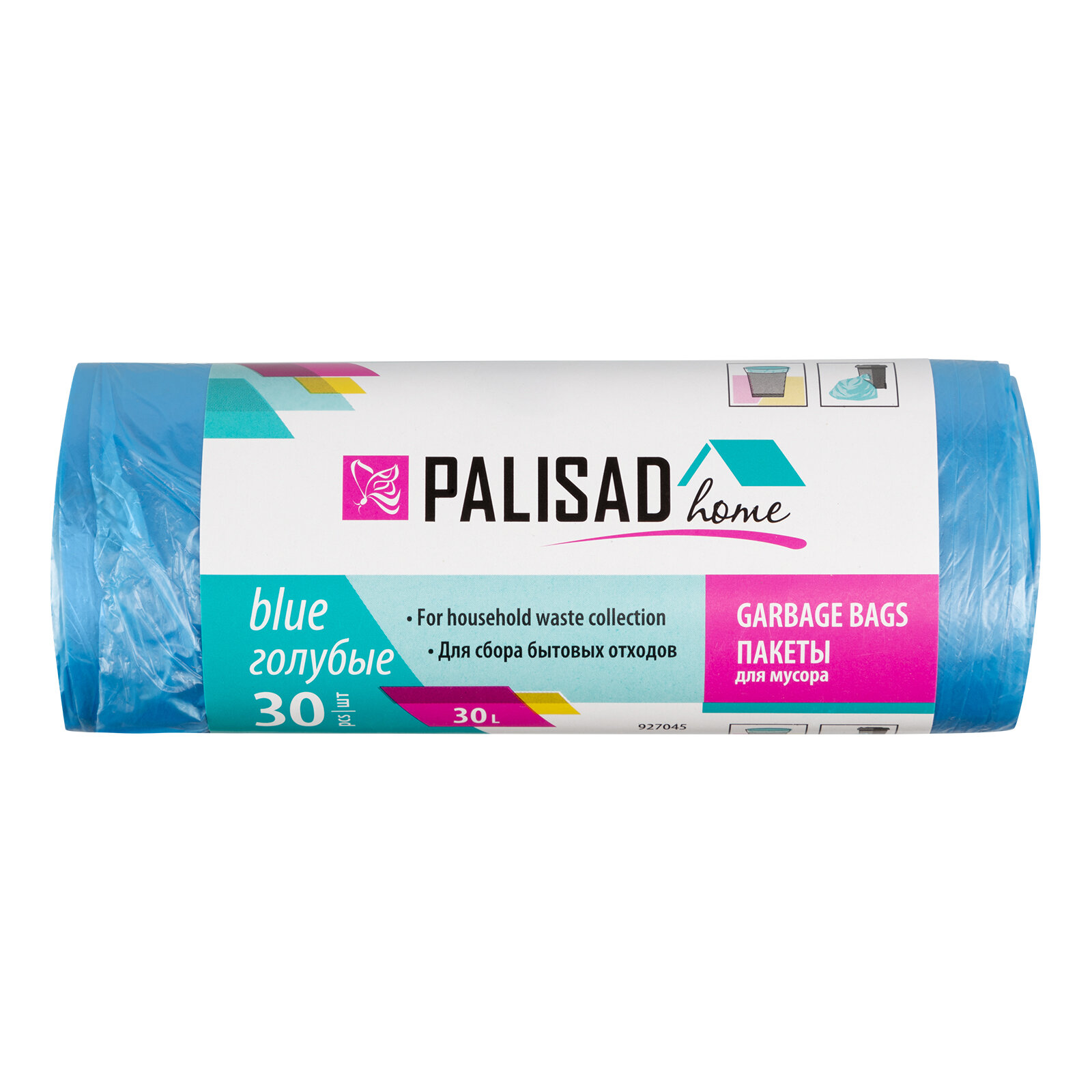 Пакеты для мусора Palisad Home 30 л x 30 шт голубые 927045