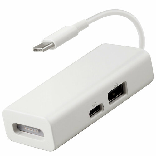 Переходник Magsafe 1/2 - USB Type-C + PD 18W + USB - белый блок питания для ноутбука apple macbook 30w magsafe 14 5v 2a без провода type c