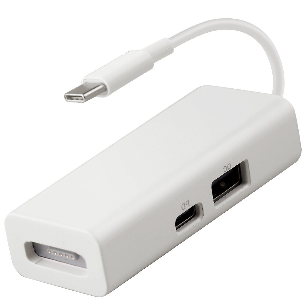 Переходник Magsafe 1/2 - USB Type-C + PD 18W + USB - белый