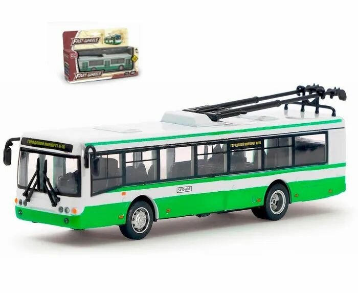 Троллейбус игрушечный инерционный, в коробке, масштаб 1:72, PLAY SMART, 6407A